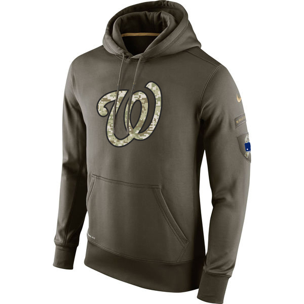 MLB Men Washington Nationals Nike Olive Salute To Service KO Performance Hoodie Green->boston red sox->MLB Jersey